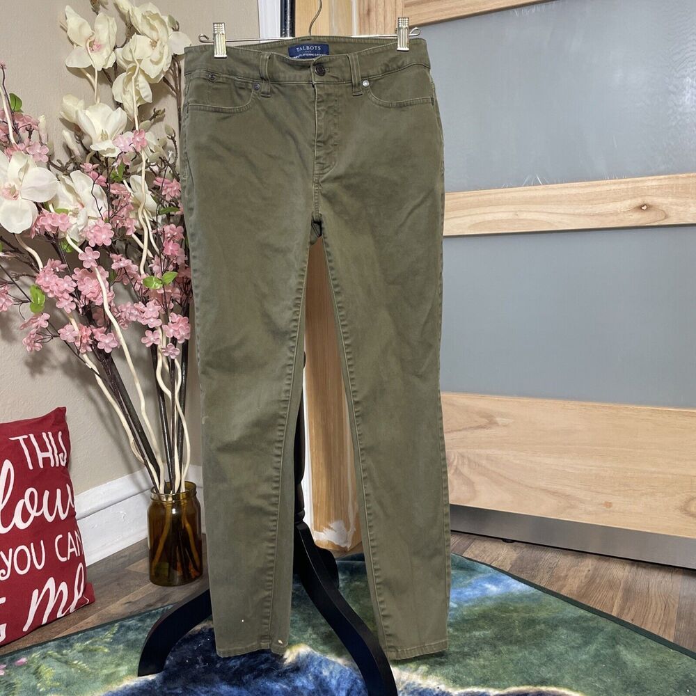 Talbots Simply Flattering Green Slim Ankle Pants Women's 6P Stretch 5-Pocket
